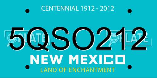 5QSO212 New Mexico License Plate