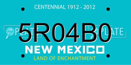 5R04B0 New Mexico License Plate