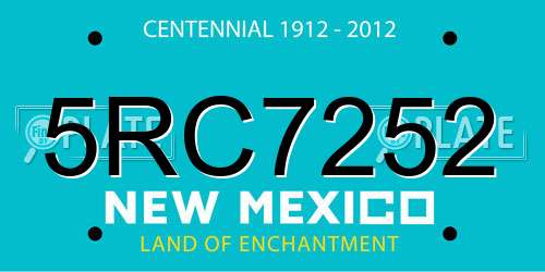 5RC7252 New Mexico License Plate