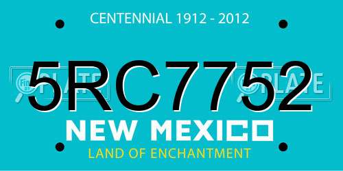 5RC7752 New Mexico License Plate
