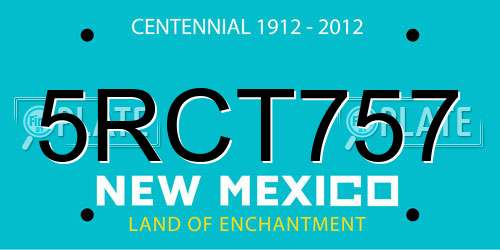 5RCT757 New Mexico License Plate