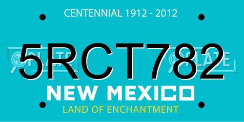 5RCT782 New Mexico License Plate