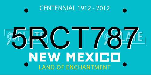 5RCT787 New Mexico License Plate