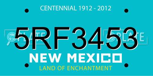 5RF3453 New Mexico License Plate