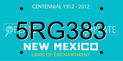 5RG383 New Mexico License Plate