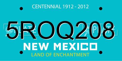 5ROQ208 New Mexico License Plate