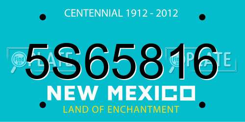 5S65816 New Mexico License Plate