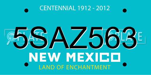 5SAZ563 New Mexico License Plate