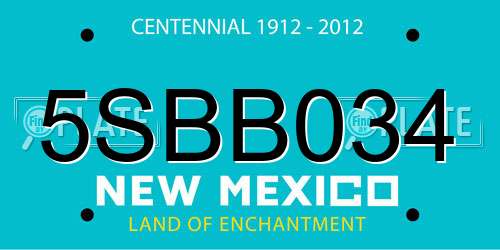 5SBB034 New Mexico License Plate