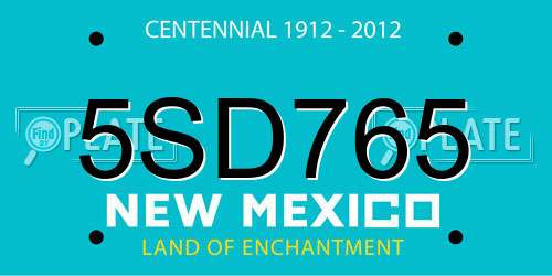 5SD765 New Mexico License Plate