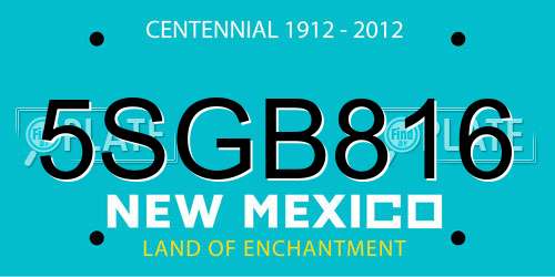 5SGB816 New Mexico License Plate