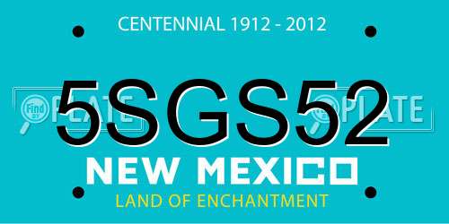 5SGS52 New Mexico License Plate