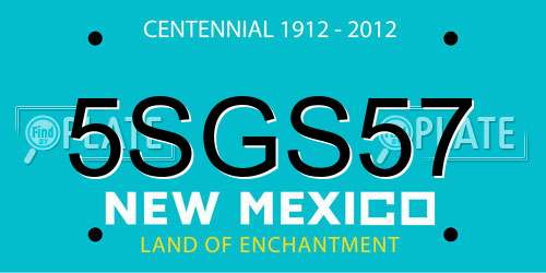 5SGS57 New Mexico License Plate