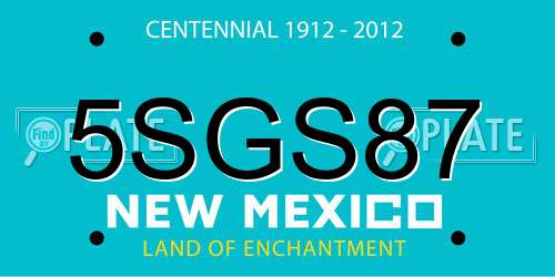 5SGS87 New Mexico License Plate