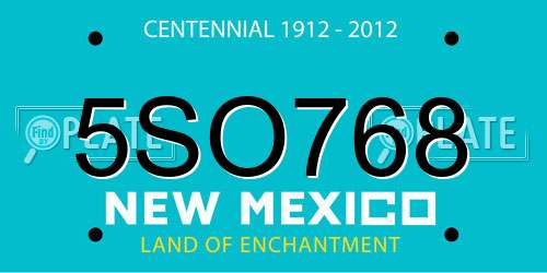 5SO768 New Mexico License Plate