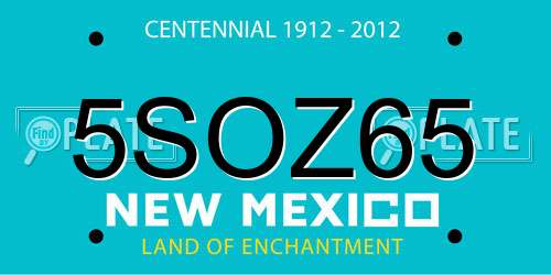 5SOZ65 New Mexico License Plate