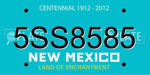 5SS8585 New Mexico License Plate