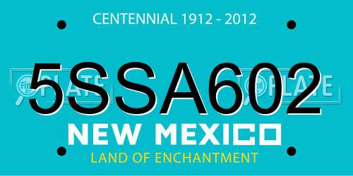 5SSA602 New Mexico License Plate