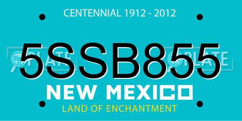 5SSB855 New Mexico License Plate
