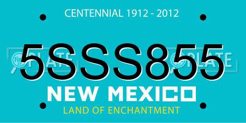 5SSS855 New Mexico License Plate