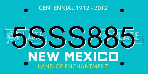 5SSS885 New Mexico License Plate