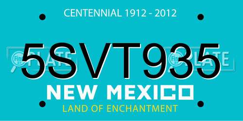 5SVT935 New Mexico License Plate