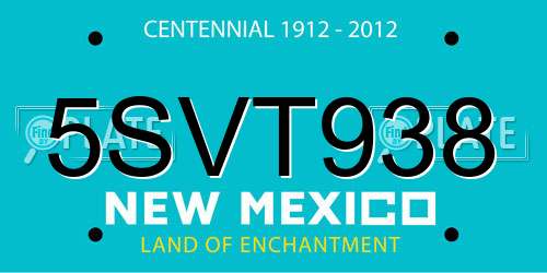5SVT938 New Mexico License Plate
