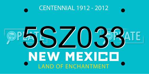 5SZ033 New Mexico License Plate