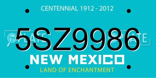 5SZ9986 New Mexico License Plate