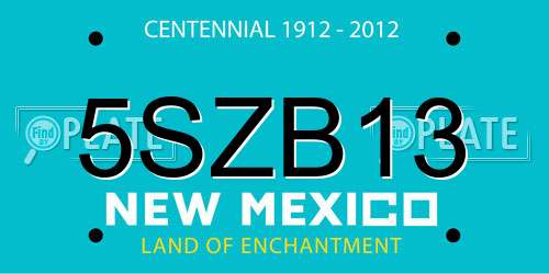 5SZB13 New Mexico License Plate
