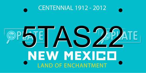 5TAS22 New Mexico License Plate