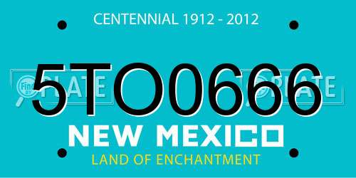 5TO0666 New Mexico License Plate