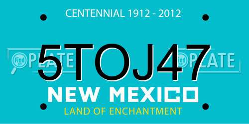 5TOJ47 New Mexico License Plate
