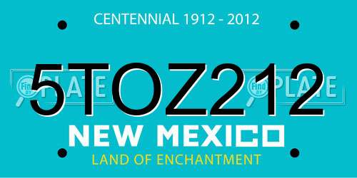 5TOZ212 New Mexico License Plate