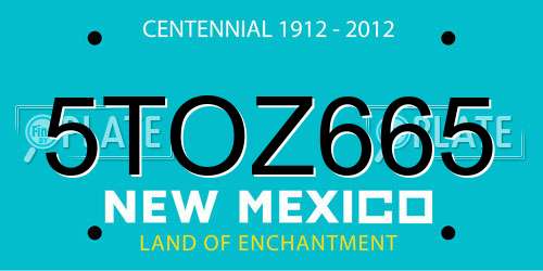 5TOZ665 New Mexico License Plate