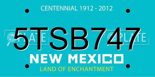 5TSB747 New Mexico License Plate
