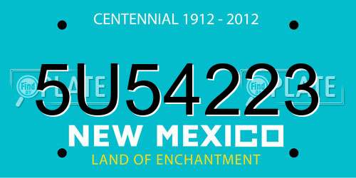5U54223 New Mexico License Plate