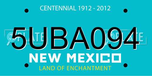 5UBA094 New Mexico License Plate