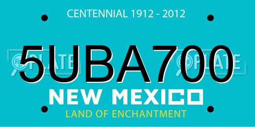 5UBA700 New Mexico License Plate
