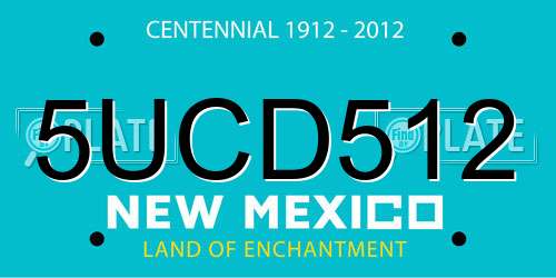 5UCD512 New Mexico License Plate