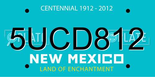 5UCD812 New Mexico License Plate