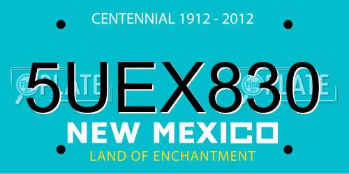5UEX830 New Mexico License Plate