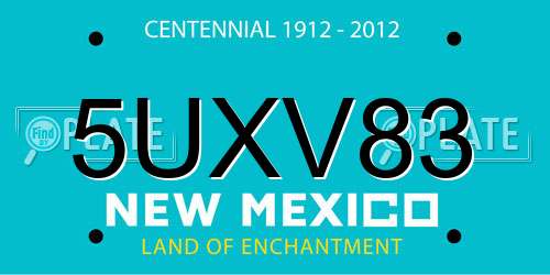 5UXV83 New Mexico License Plate