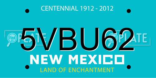 5VBU62 New Mexico License Plate