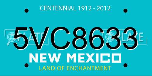 5VC8633 New Mexico License Plate