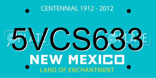 5VCS633 New Mexico License Plate