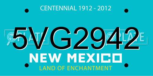 5VG2942 New Mexico License Plate