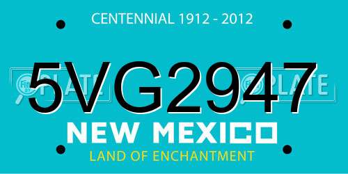 5VG2947 New Mexico License Plate