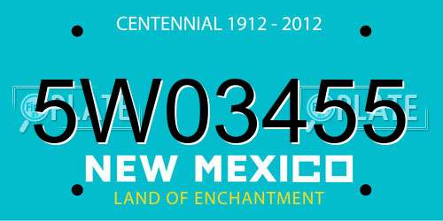 5W03455 New Mexico License Plate