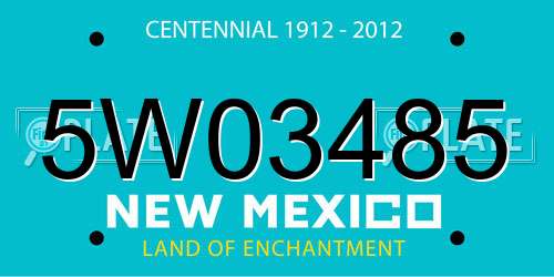 5W03485 New Mexico License Plate